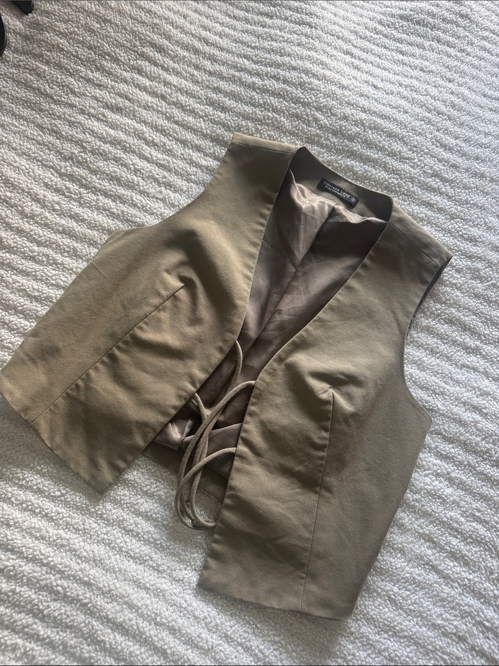 Emerson Lane Olive-Khaki Tone Tie-Front Vest